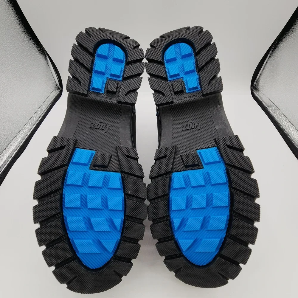 Lugz x Psychworld Ridgeline Chukka Boots Mens 10 Black & Blue Lace Up NEW in Box